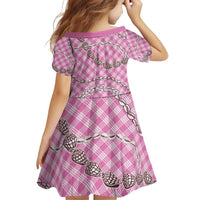 Pink Aloha Hawaii Shell Lei Family Matching Off Shoulder Short Dress and Hawaiian Shirt Palaka Hebrew Cone Honey Cowrie Elegant Curves - Polynesian Pride