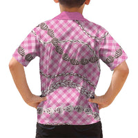 Pink Aloha Hawaii Shell Lei Family Matching Puletasi and Hawaiian Shirt Palaka Hebrew Cone Honey Cowrie Elegant Curves - Polynesian Pride