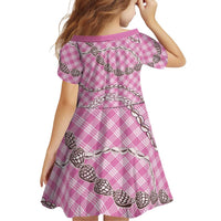 Pink Aloha Hawaii Shell Lei Family Matching Short Sleeve Bodycon Dress and Hawaiian Shirt Palaka Hebrew Cone Honey Cowrie Elegant Curves - Polynesian Pride