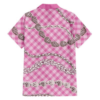 Pink Aloha Hawaii Shell Lei Family Matching Tank Maxi Dress and Hawaiian Shirt Palaka Hebrew Cone Honey Cowrie Elegant Curves - Polynesian Pride