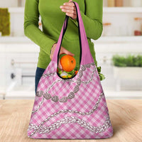 Pink Aloha Hawaii Shell Lei Grocery Bag Palaka Hebrew Cone Honey Cowrie Elegant Curves - Polynesian Pride