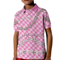 Pink Aloha Hawaii Shell Lei Kid Polo Shirt Palaka Hebrew Cone Honey Cowrie Elegant Curves LT14 Kid Pink - Polynesian Pride