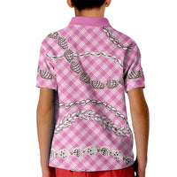 Pink Aloha Hawaii Shell Lei Kid Polo Shirt Palaka Hebrew Cone Honey Cowrie Elegant Curves LT14 - Polynesian Pride