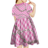 Pink Aloha Hawaii Shell Lei Kid Short Sleeve Dress Palaka Hebrew Cone Honey Cowrie Elegant Curves LT14 - Polynesian Pride