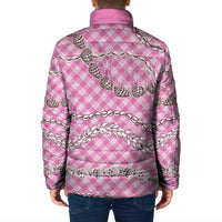 Pink Aloha Hawaii Shell Lei Padded Jacket Palaka Hebrew Cone Honey Cowrie Elegant Curves - Polynesian Pride
