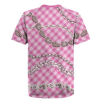 Pink Aloha Hawaii Shell Lei Rugby Jersey Palaka Hebrew Cone Honey Cowrie Elegant Curves LT14 - Polynesian Pride