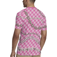 Pink Aloha Hawaii Shell Lei Rugby Jersey Palaka Hebrew Cone Honey Cowrie Elegant Curves LT14 - Polynesian Pride