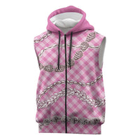 Pink Aloha Hawaii Shell Lei Sleeveless Zip Hoodie Palaka Hebrew Cone Honey Cowrie Elegant Curves LT14 Pink - Polynesian Pride