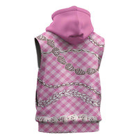 Pink Aloha Hawaii Shell Lei Sleeveless Zip Hoodie Palaka Hebrew Cone Honey Cowrie Elegant Curves LT14 - Polynesian Pride