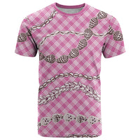 Pink Aloha Hawaii Shell Lei T Shirt Palaka Hebrew Cone Honey Cowrie Elegant Curves LT14 Pink - Polynesian Pride