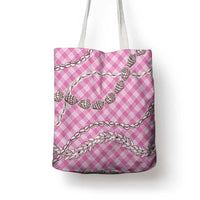 Pink Aloha Hawaii Shell Lei Tote Bag Palaka Hebrew Cone Honey Cowrie Elegant Curves - Polynesian Pride