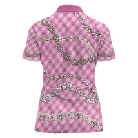 Pink Aloha Hawaii Shell Lei Women Polo Shirt Palaka Hebrew Cone Honey Cowrie Elegant Curves - Polynesian Pride