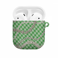 Green Aloha Hawaii Shell Lei AirPods Case Palaka Hebrew Cone Honey Cowrie Elegant Curves LT14 Green - Polynesian Pride