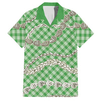 Green Aloha Hawaii Shell Lei Family Matching Mermaid Dress and Hawaiian Shirt Palaka Hebrew Cone Honey Cowrie Elegant Curves - Polynesian Pride