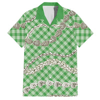 Green Aloha Hawaii Shell Lei Hawaiian Shirt Palaka Hebrew Cone Honey Cowrie Elegant Curves LT14 Green - Polynesian Pride