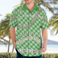 Green Aloha Hawaii Shell Lei Hawaiian Shirt Palaka Hebrew Cone Honey Cowrie Elegant Curves LT14 - Polynesian Pride
