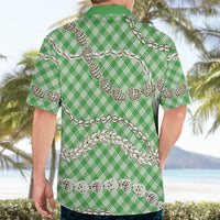 Green Aloha Hawaii Shell Lei Hawaiian Shirt Palaka Hebrew Cone Honey Cowrie Elegant Curves LT14 - Polynesian Pride