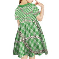 Green Aloha Hawaii Shell Lei Kid Short Sleeve Dress Palaka Hebrew Cone Honey Cowrie Elegant Curves LT14 - Polynesian Pride