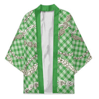 Green Aloha Hawaii Shell Lei Kimono Palaka Hebrew Cone Honey Cowrie Elegant Curves - Polynesian Pride