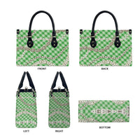 Green Aloha Hawaii Shell Lei Leather Bag Palaka Hebrew Cone Honey Cowrie Elegant Curves - Polynesian Pride
