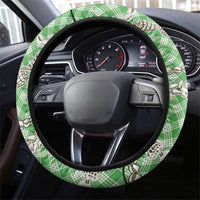 Green Aloha Hawaii Shell Lei Steering Wheel Cover Palaka Hebrew Cone Honey Cowrie Elegant Curves - Polynesian Pride