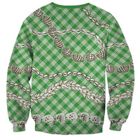 Green Aloha Hawaii Shell Lei Sweatshirt Palaka Hebrew Cone Honey Cowrie Elegant Curves - Polynesian Pride