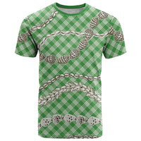 Green Aloha Hawaii Shell Lei T Shirt Palaka Hebrew Cone Honey Cowrie Elegant Curves LT14 Green - Polynesian Pride