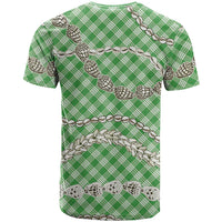 Green Aloha Hawaii Shell Lei T Shirt Palaka Hebrew Cone Honey Cowrie Elegant Curves LT14 - Polynesian Pride