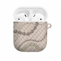 Beige Aloha Hawaii Shell Lei AirPods Case Palaka Hebrew Cone Honey Cowrie Elegant Curves - Polynesian Pride