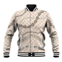 Beige Aloha Hawaii Shell Lei Baseball Jacket Palaka Hebrew Cone Honey Cowrie Elegant Curves - Polynesian Pride