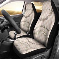 Beige Aloha Hawaii Shell Lei Car Seat Cover Palaka Hebrew Cone Honey Cowrie Elegant Curves - Polynesian Pride