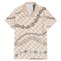 Beige Aloha Hawaii Shell Lei Family Matching Mermaid Dress and Hawaiian Shirt Palaka Hebrew Cone Honey Cowrie Elegant Curves - Polynesian Pride