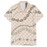 Beige Aloha Hawaii Shell Lei Hawaiian Shirt Palaka Hebrew Cone Honey Cowrie Elegant Curves LT14 Beige - Polynesian Pride