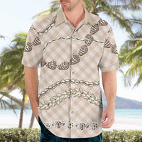 Beige Aloha Hawaii Shell Lei Hawaiian Shirt Palaka Hebrew Cone Honey Cowrie Elegant Curves LT14 - Polynesian Pride