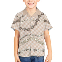 Beige Aloha Hawaii Shell Lei Hawaiian Shirt Palaka Hebrew Cone Honey Cowrie Elegant Curves LT14 - Polynesian Pride