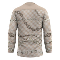Beige Aloha Hawaii Shell Lei Hockey Jersey Palaka Hebrew Cone Honey Cowrie Elegant Curves LT14 - Polynesian Pride
