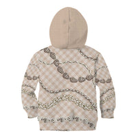 Beige Aloha Hawaii Shell Lei Kid Hoodie Palaka Hebrew Cone Honey Cowrie Elegant Curves - Polynesian Pride