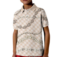 Beige Aloha Hawaii Shell Lei Kid Polo Shirt Palaka Hebrew Cone Honey Cowrie Elegant Curves LT14 Kid Beige - Polynesian Pride