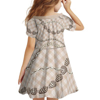 Beige Aloha Hawaii Shell Lei Kid Short Sleeve Dress Palaka Hebrew Cone Honey Cowrie Elegant Curves LT14 - Polynesian Pride