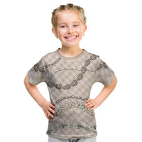 Beige Aloha Hawaii Shell Lei Kid T Shirt Palaka Hebrew Cone Honey Cowrie Elegant Curves LT14 Beige - Polynesian Pride