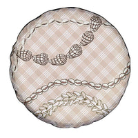Beige Aloha Hawaii Shell Lei Spare Tire Cover Palaka Hebrew Cone Honey Cowrie Elegant Curves - Polynesian Pride