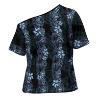 Purple Paradise Hawaii Shell Lei Cross Shoulder Shirt Hawaiian Sunrise Shell Hebrew Cone Plumeria LT14 - Polynesian Pride