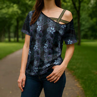 Purple Paradise Hawaii Shell Lei Cross Shoulder Shirt Hawaiian Sunrise Shell Hebrew Cone Plumeria - Polynesian Pride