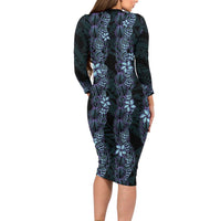 Purple Paradise Hawaii Shell Lei Family Matching Long Sleeve Bodycon Dress and Hawaiian Shirt Hawaiian Sunrise Shell Hebrew Cone Plumeria - Polynesian Pride