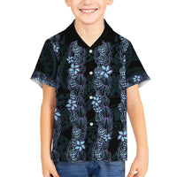 Purple Paradise Hawaii Shell Lei Family Matching Short Sleeve Bodycon Dress and Hawaiian Shirt Hawaiian Sunrise Shell Hebrew Cone Plumeria - Polynesian Pride