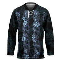 Purple Paradise Hawaii Shell Lei Hockey Jersey Hawaiian Sunrise Shell Hebrew Cone Plumeria LT14 Unisex Purple - Polynesian Pride
