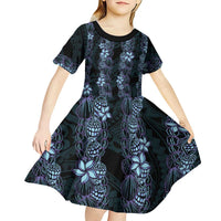 Purple Paradise Hawaii Shell Lei Kid Short Sleeve Dress Hawaiian Sunrise Shell Hebrew Cone Plumeria LT14 - Polynesian Pride