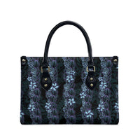 Purple Paradise Hawaii Shell Lei Leather Bag Hawaiian Sunrise Shell Hebrew Cone Plumeria - Polynesian Pride