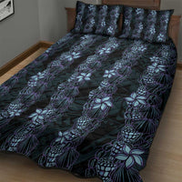 Purple Paradise Hawaii Shell Lei Quilt Bed Set Hawaiian Sunrise Shell Hebrew Cone Plumeria - Polynesian Pride