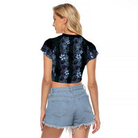 Purple Paradise Hawaii Shell Lei Raglan Cropped T Shirt Hawaiian Sunrise Shell Hebrew Cone Plumeria LT14 - Polynesian Pride